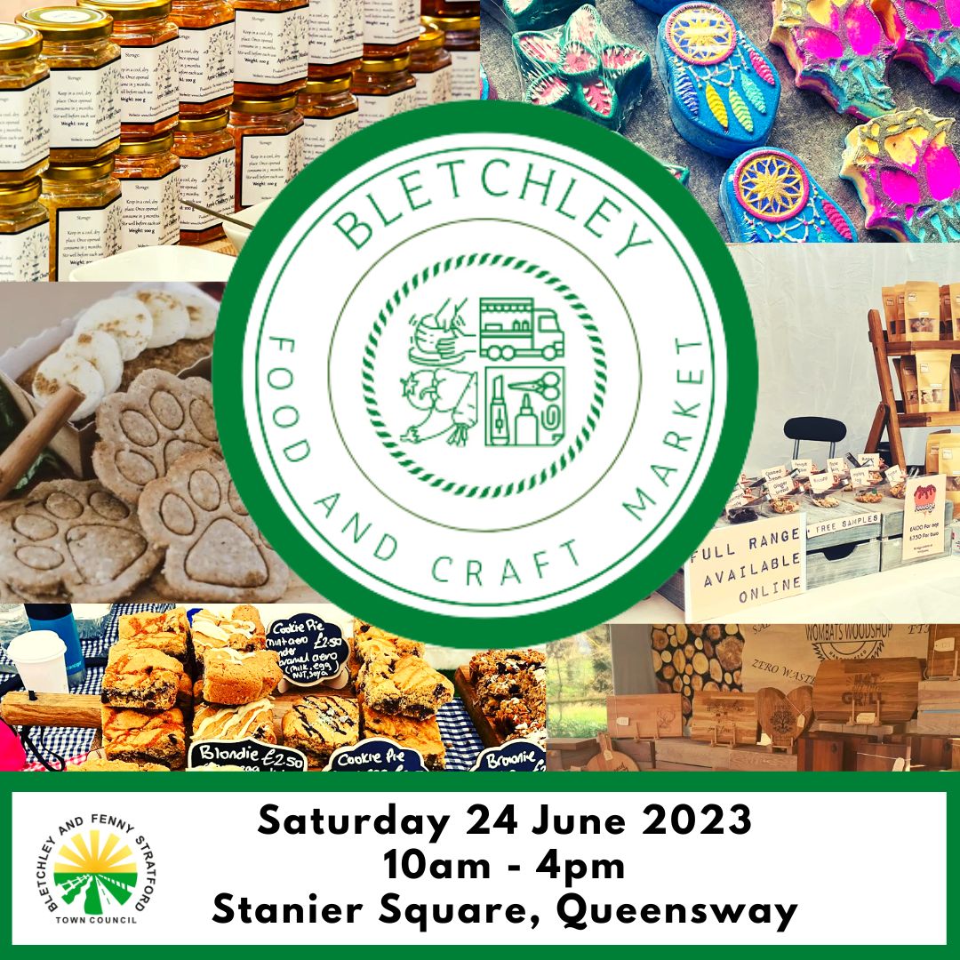 Image of food and craft market poster with town council logo